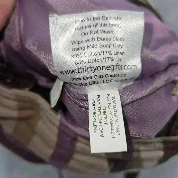 Thirty One Crossbody Canvas Purple Tan Brown Purple Stripe Multiple Pockets - Picture 8 of 10